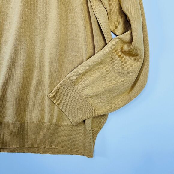 Jos A Bank Silk Sweater Size XXL Mock Neck Yellow‎ Gold Vintage Business - Picture 4 of 13